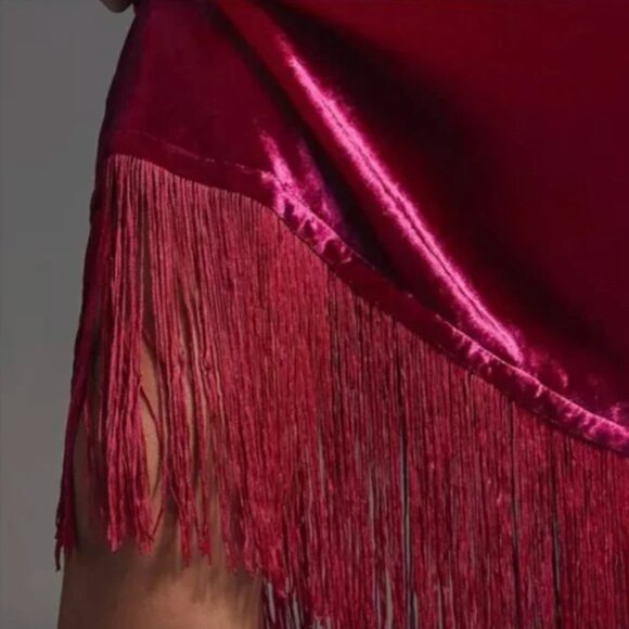 ⭐️ Fringed Velvet Boho Peasant Hipster Hippie Classy Chic Wedding Midi Skirt - Picture 6 of 6